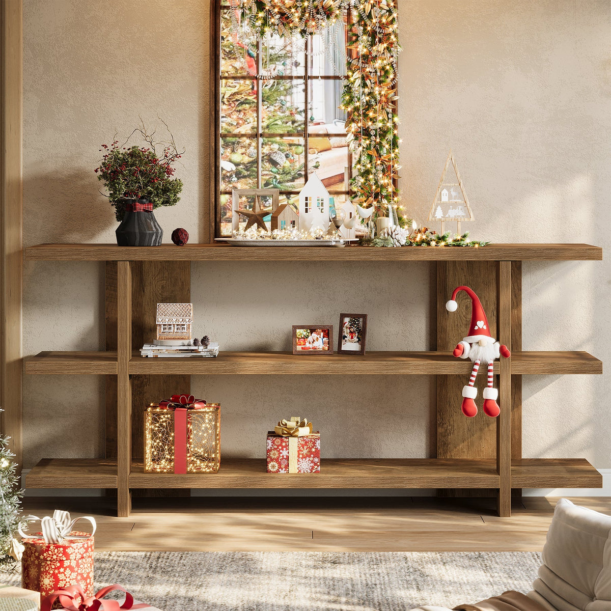 63" Console Table, 3-Tier Narrow Entryway Table Accent Furniture
