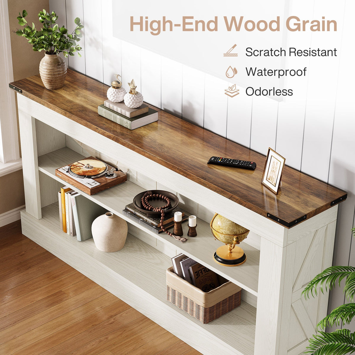63" Console Table, Long Entryway Table Sofa Table With Storage