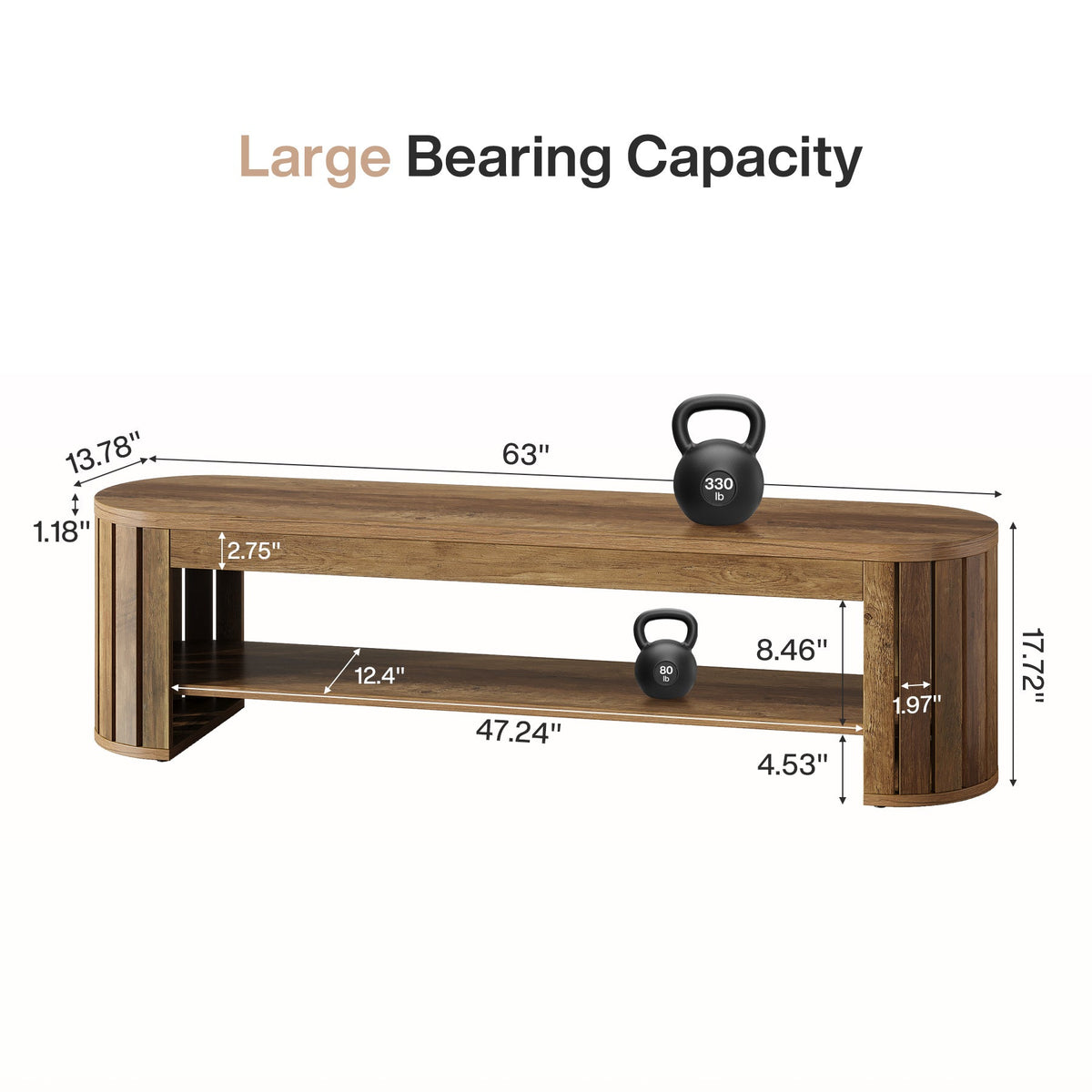 63" Entryway Bench, 2-Tier Narrow Shoe Bench with Shoe Storage