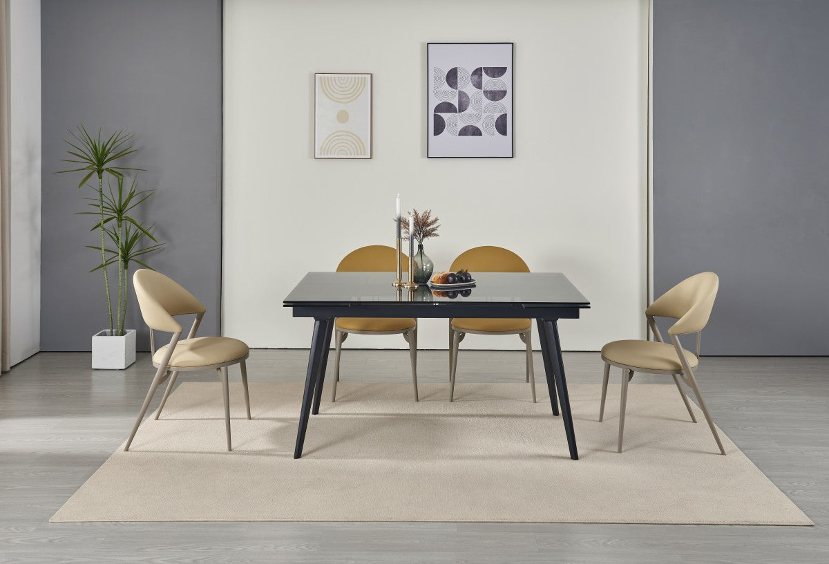 Glass Extendable Dining Table – Black