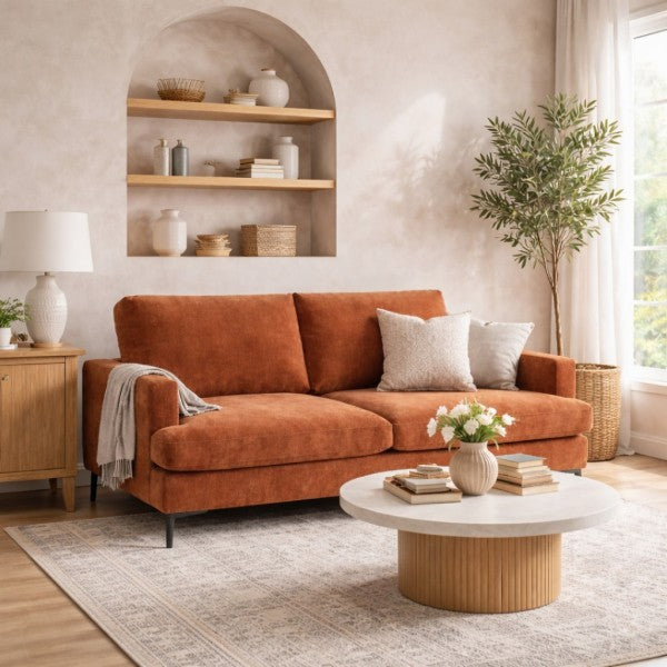 Brassex Terracotta Three-Seater Sofa