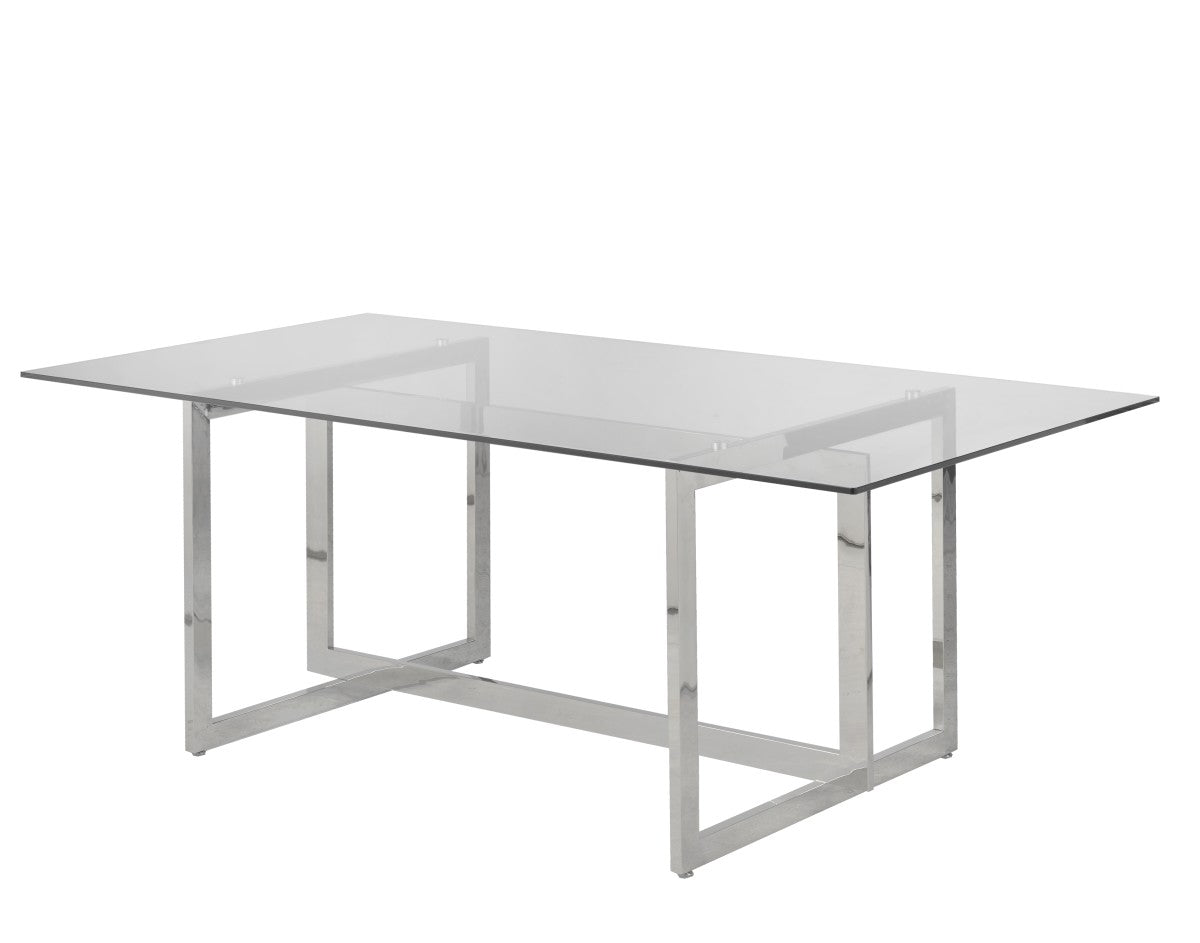 Glass Dining Table – Silver