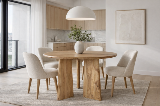 Curved Mango Wood Dining Table – Natural