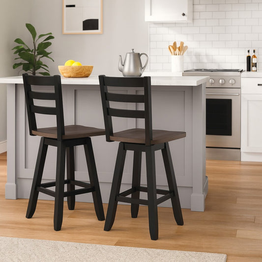 Swivel Counter Stool, Set of 2 – Oak/Grey
