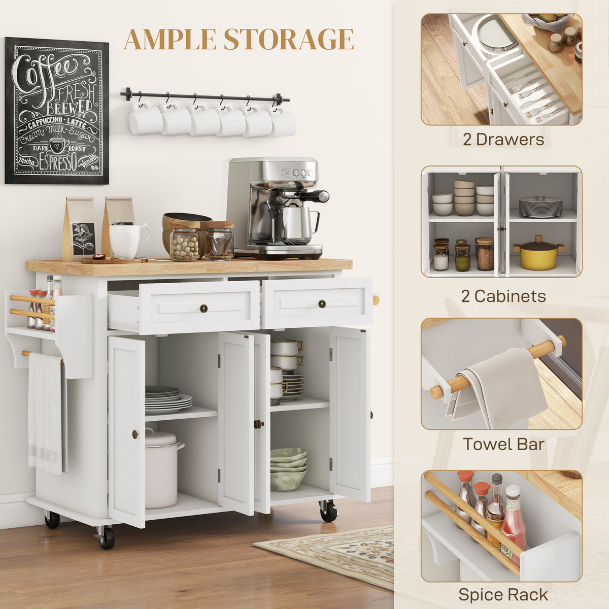 Kitchen Island with Storage – 44"W x 33"H