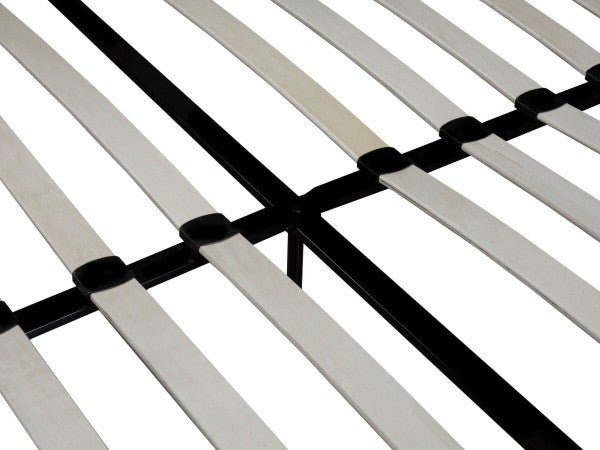 Contemporary Black Faux Leather Twin Platform Bed and Bonnell Coil Mattress Set