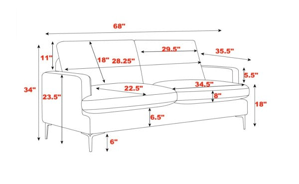 Brassex Terracotta Three-Seater Sofa