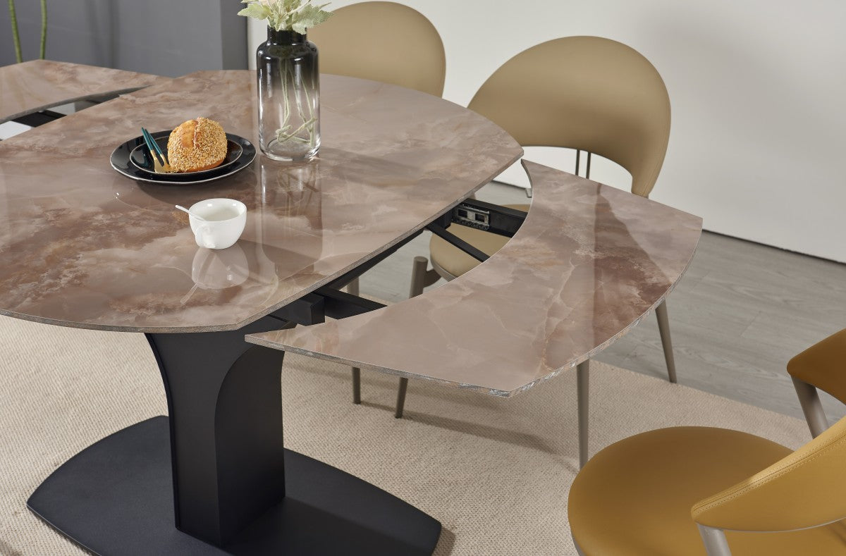 Sintered Stone Extendable Dining Table – Agate Brown