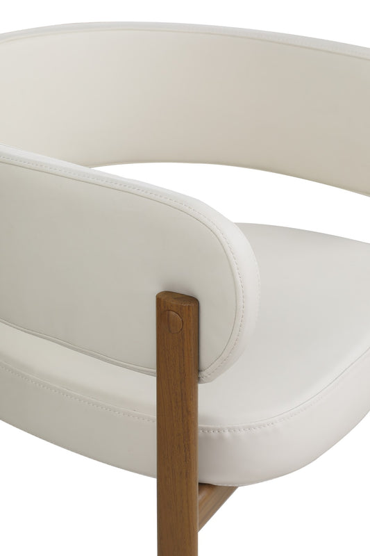 Curved Dining Chair, Set of 2 – Cream/Walnut