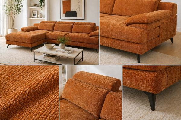 LHF SECTIONAL - BURNT ORANGE