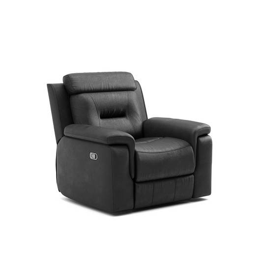 Nelson Premium Black Leather Recliner - Ultimate Comfort & Contemporary Style