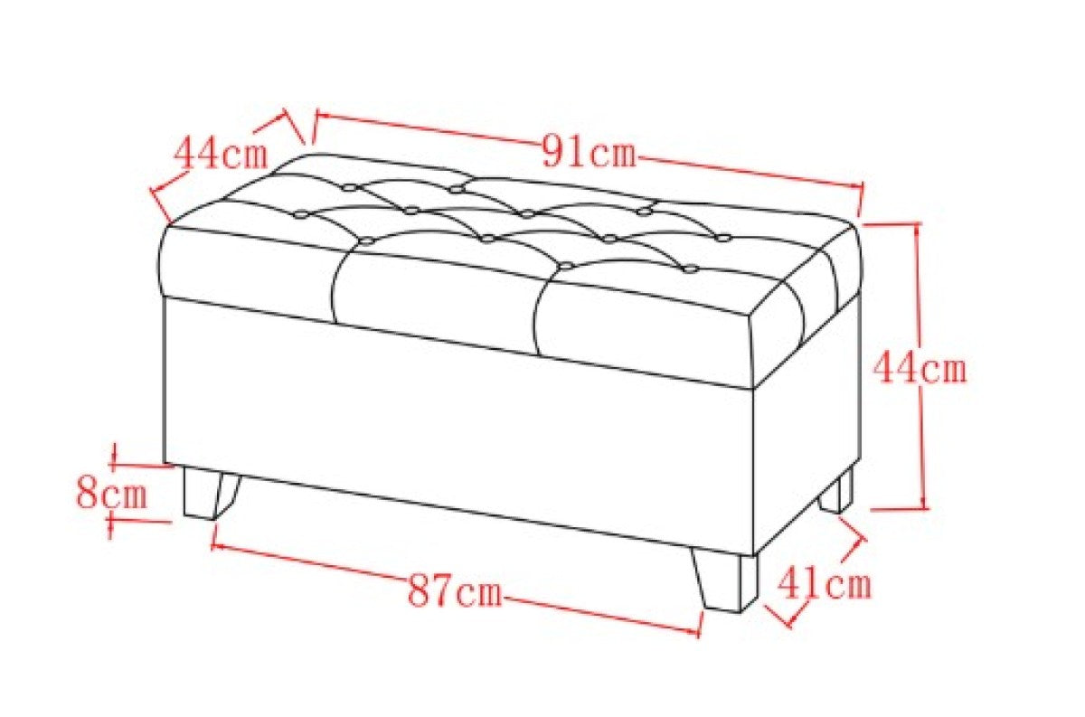 Tufted Storage Ottoman – Red
