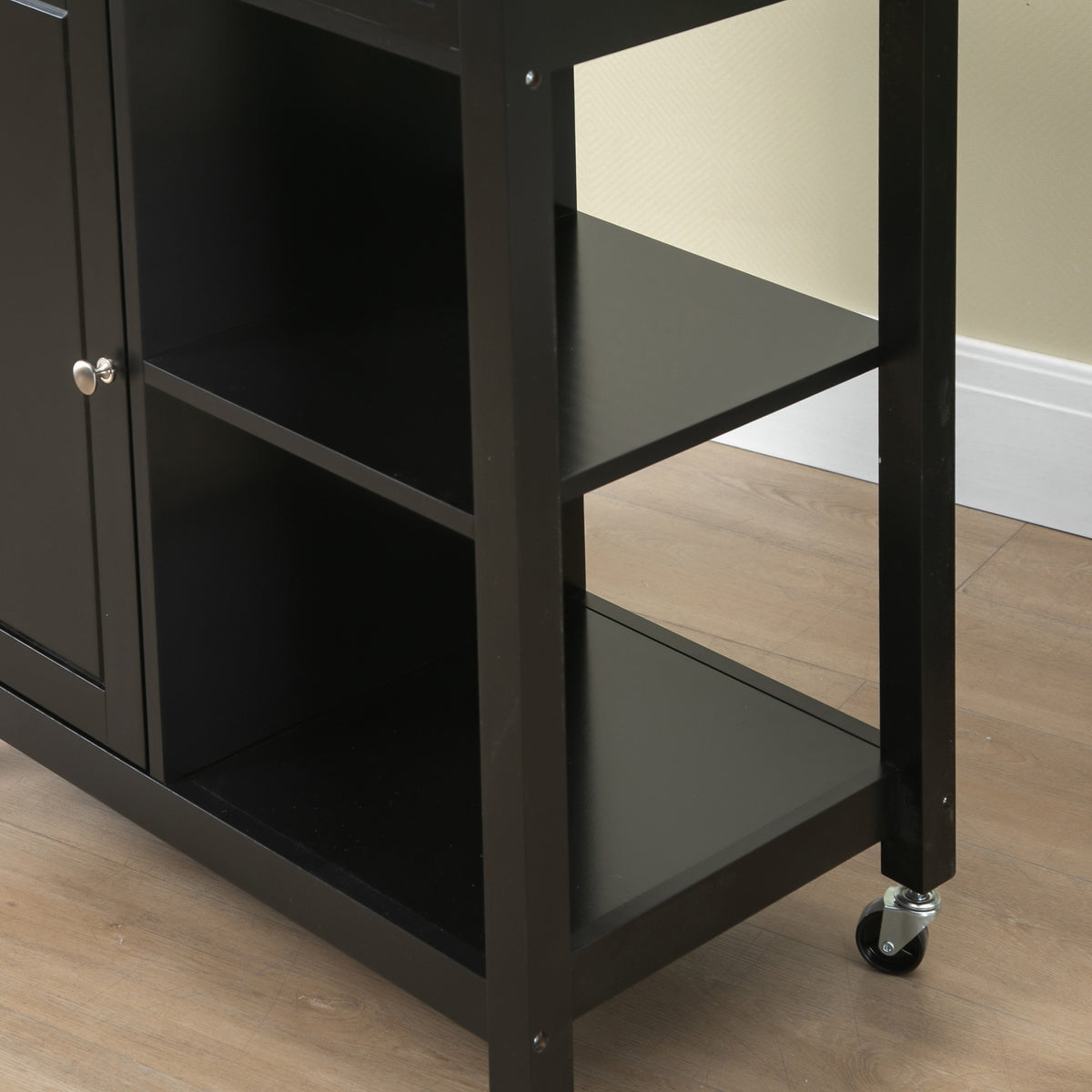 Rolling Kitchen Cart with Wood Top and Drawer – 33"W x 35"H