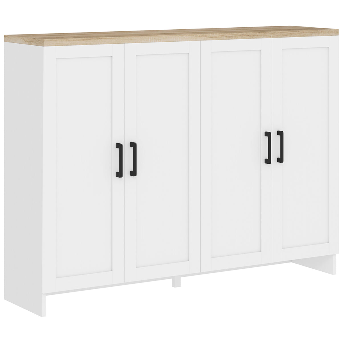Modern Kitchen Storage Cabinet with 4 Doors Adjustable Shelves – 47"W x 35"H