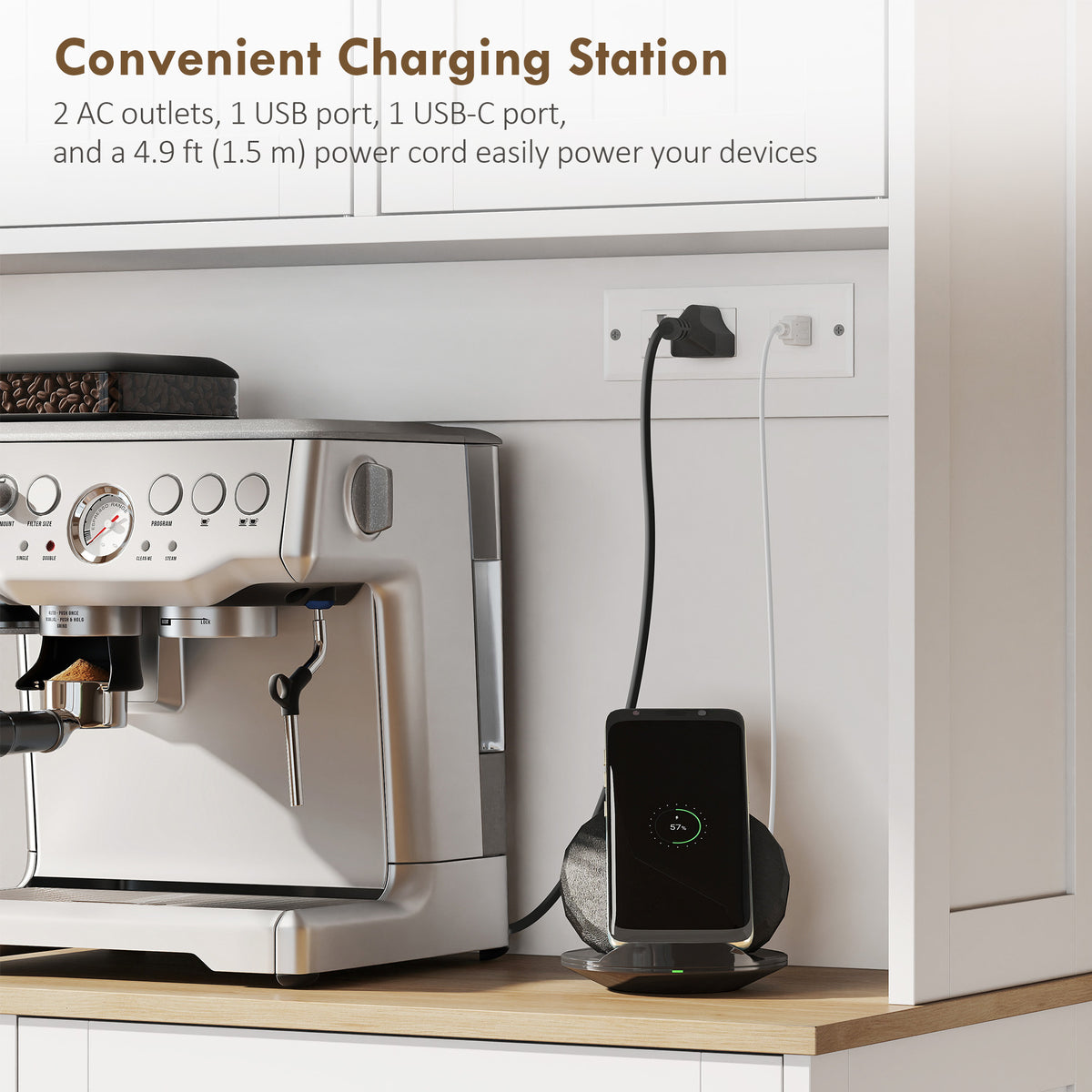 Pantry Cabinet with Charging Station – 39"W x 68"H