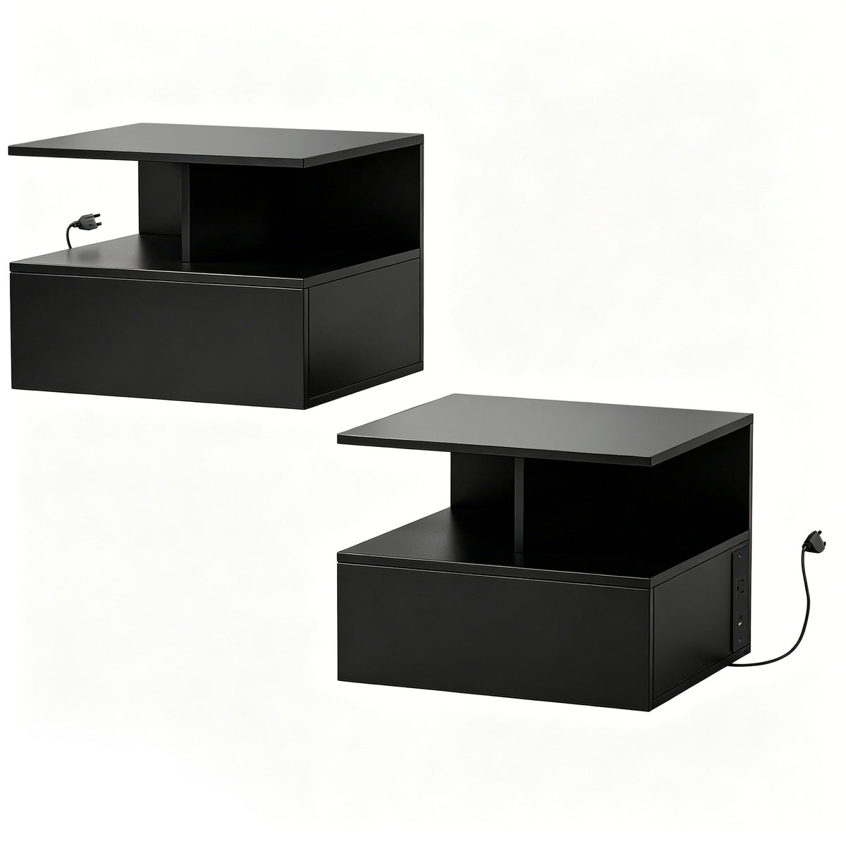 Floating Nightstands with Power Outlets, Set of 2 – 16"W x 12"H