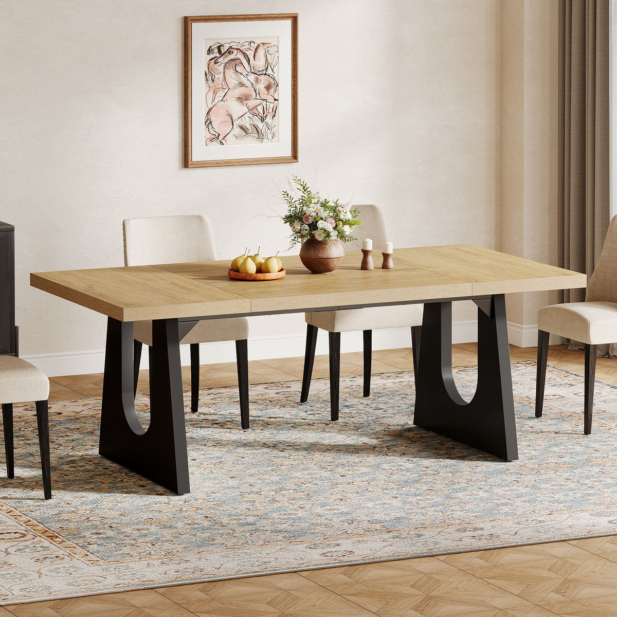 Large Dining Table, 70" Rectangular Kitchen Table for 6-8 People
