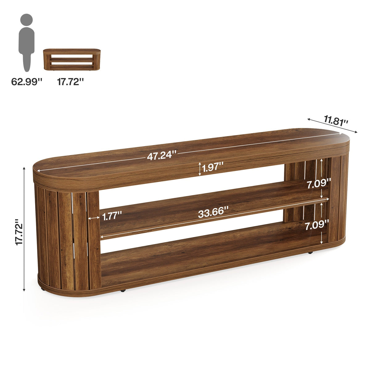 47.2" Entryway Bench, 2-Tier Shoe Bench End of Bed Stool with Storage