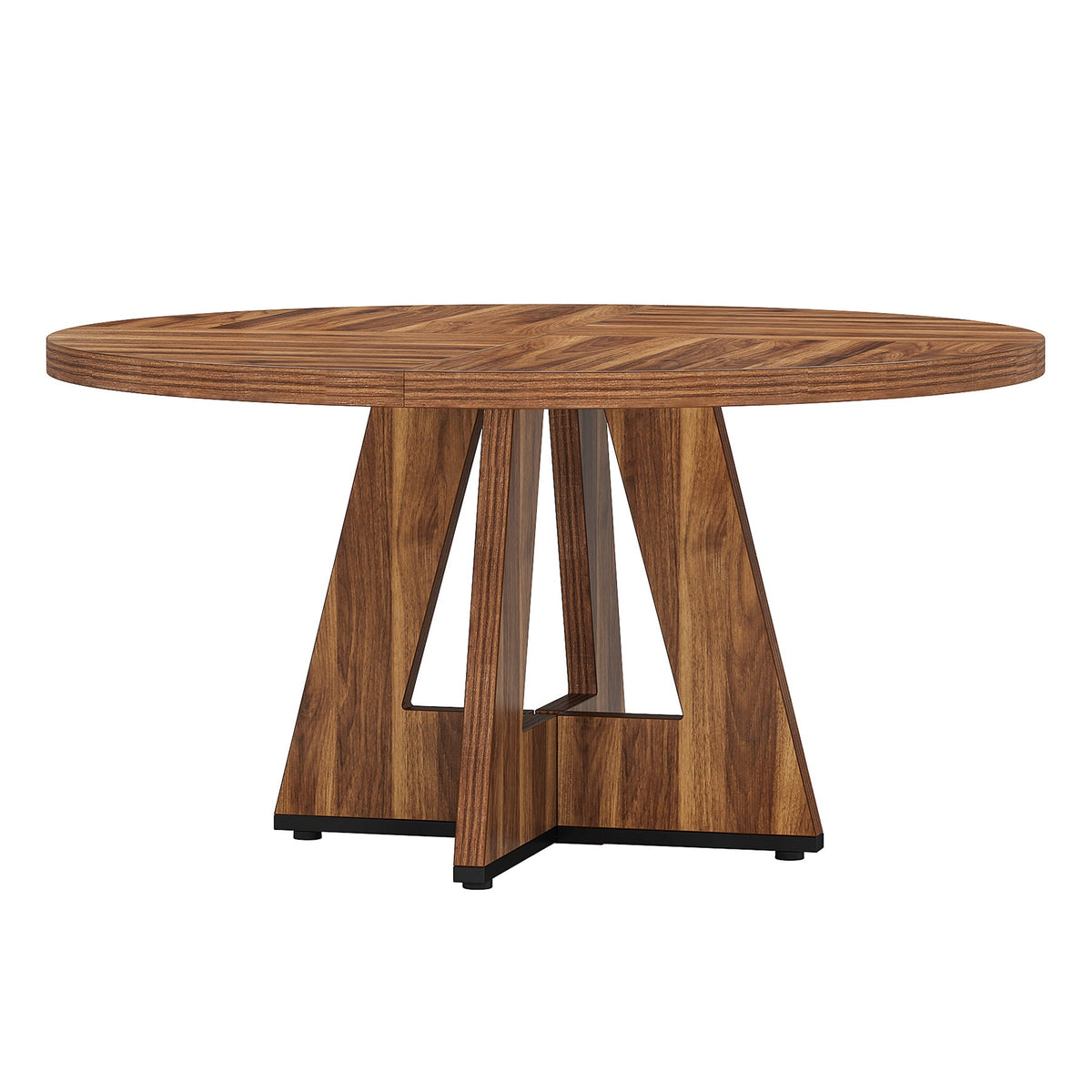 Round Dining Table for 4, 47" Wood Kitchen Table Farmhouse Dinner Table