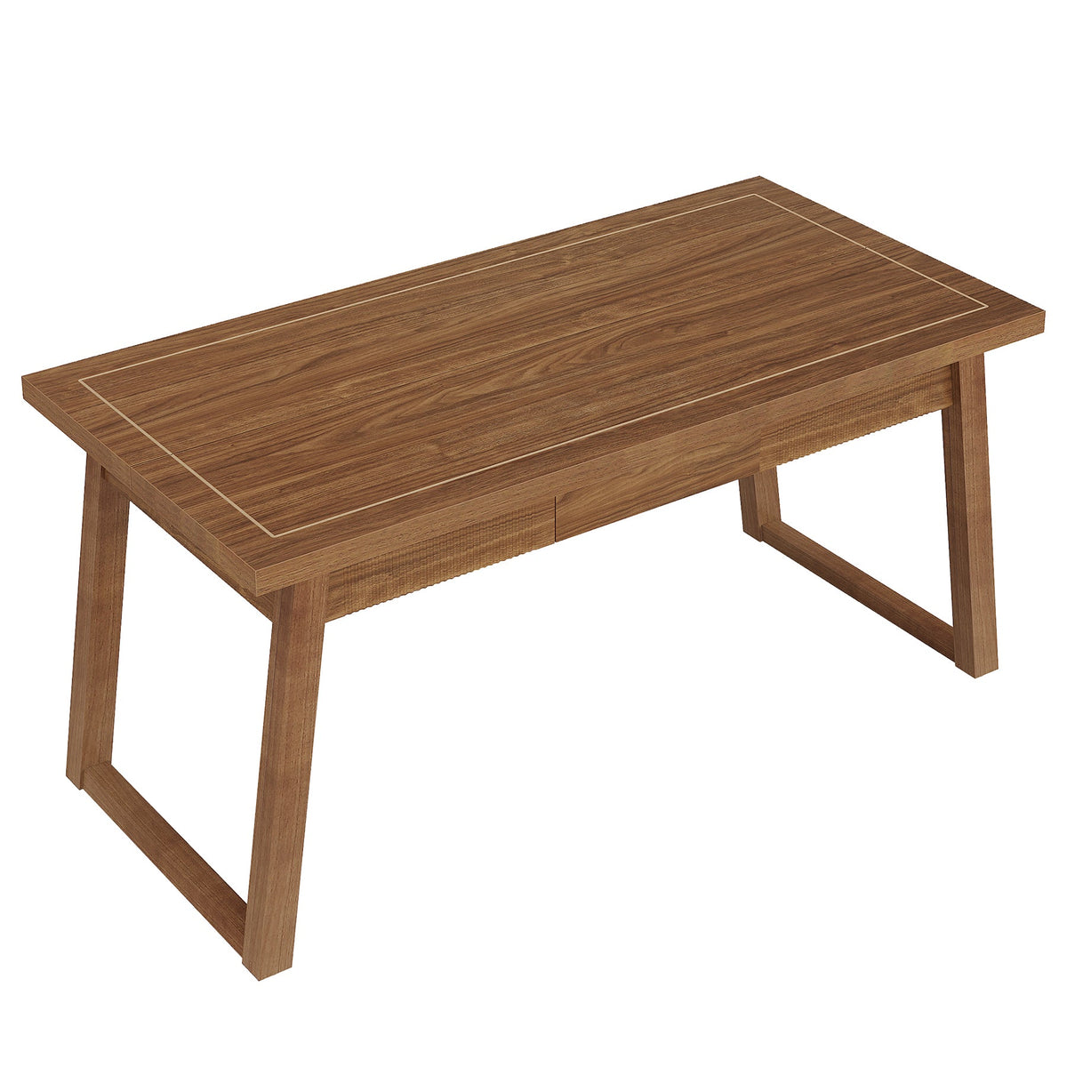 55" Computer Desk, Mid-Century Modern Study Writing Table with Drawer