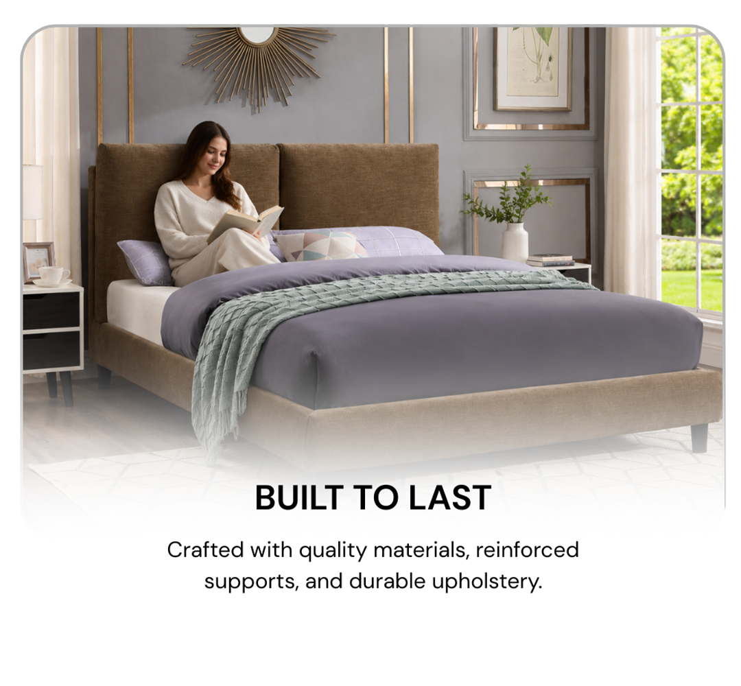 Titus T2246 Modern Upholstered Chenille Platform Bed Frame