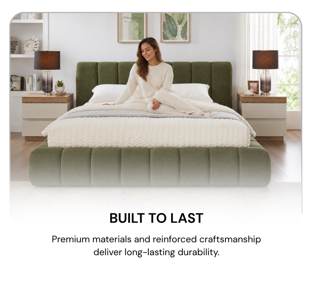 Titus T2240 Modern Channel Tufted Chenille Platform Bed Frame