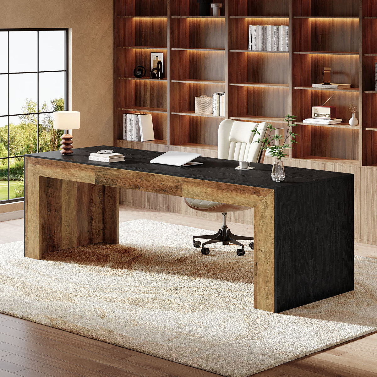 78.7" Computer Desk for 2 People, Farmhouse Executive Desk for Home Office