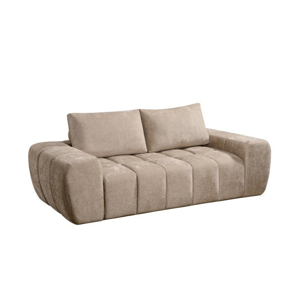 Brassex Plush Taupe Compression Sofa With Pocket Coils