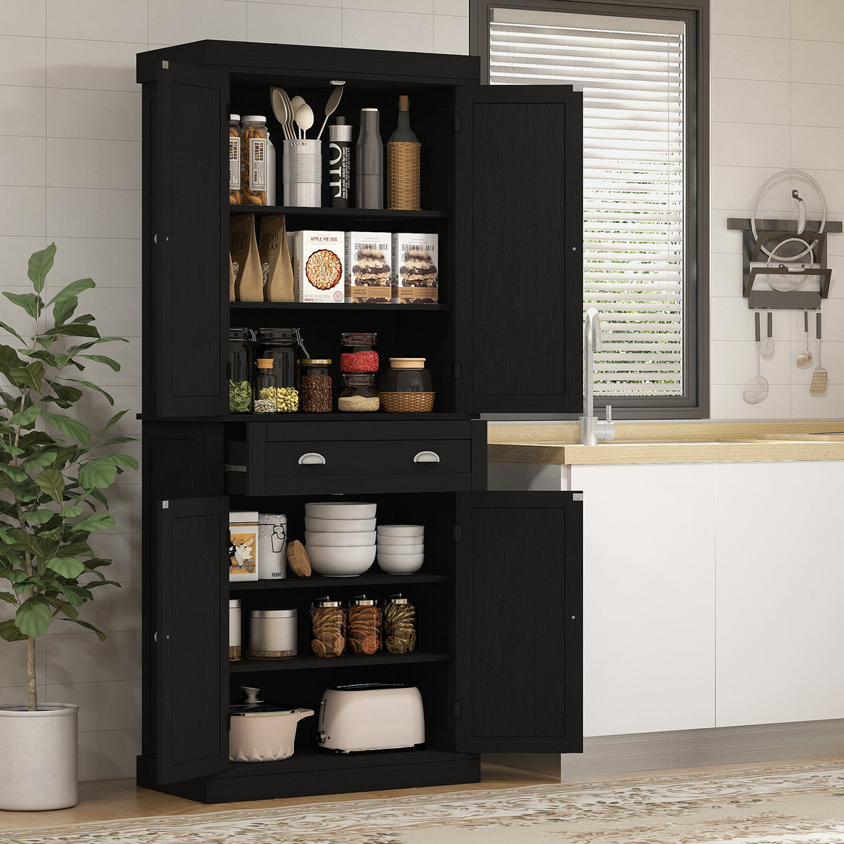 Kitchen Storage Cabinet with 4 Doors – 30"W x 73"H