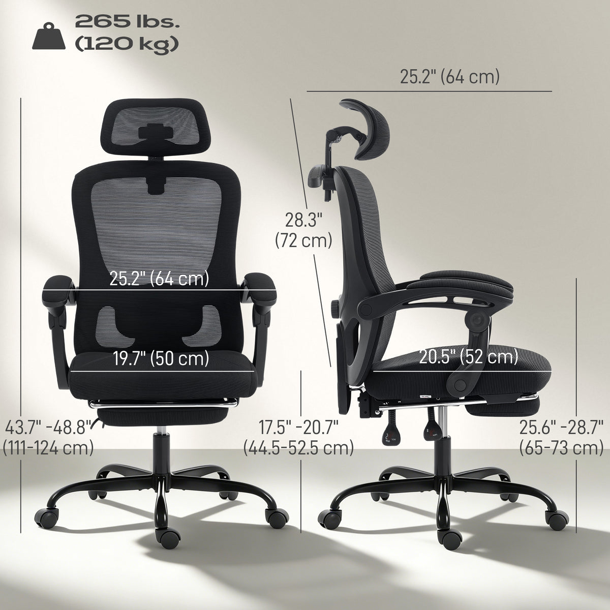 Office Chair, Ergonomic Mesh Computer Desk Chair with Adjustable Headrest, Black