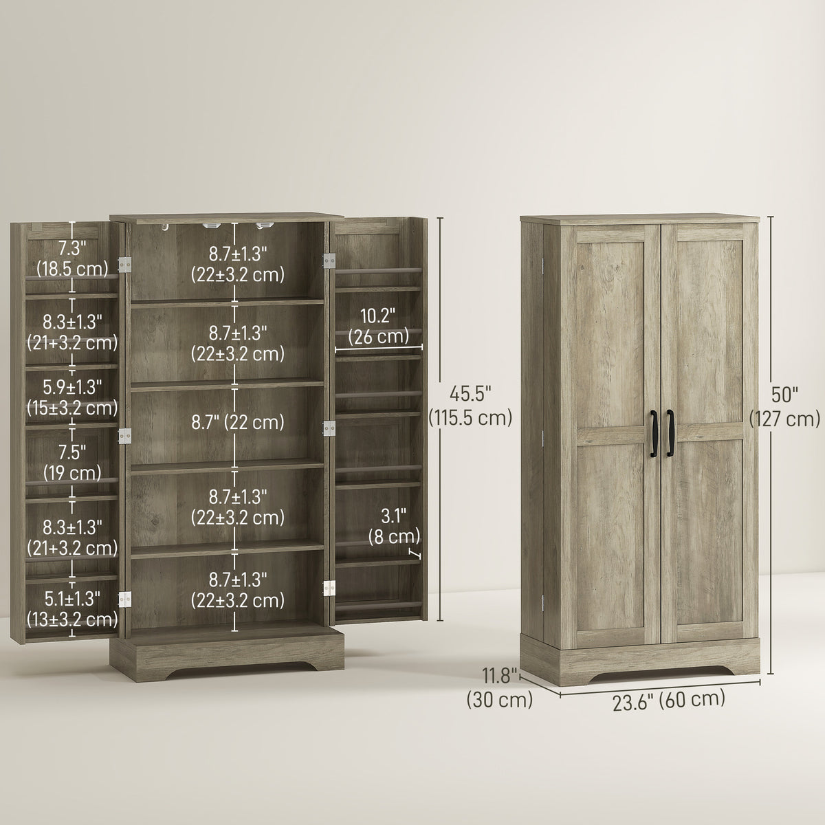 Farmhouse Kitchen Pantry Cabinet with Doors – 24"W x 41"H