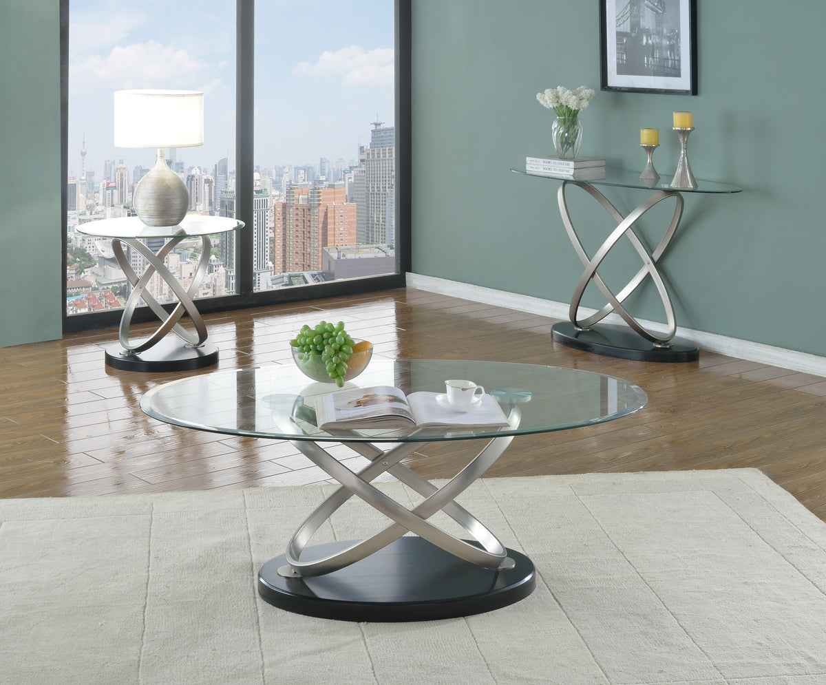 Glass End Table – Black/Silver