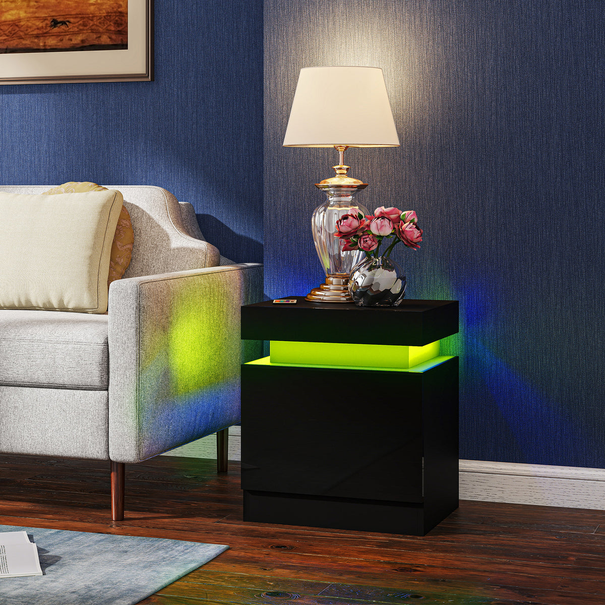 LED Nightstands with 2 Drawers, Set of 2 – 18"W x 21"H