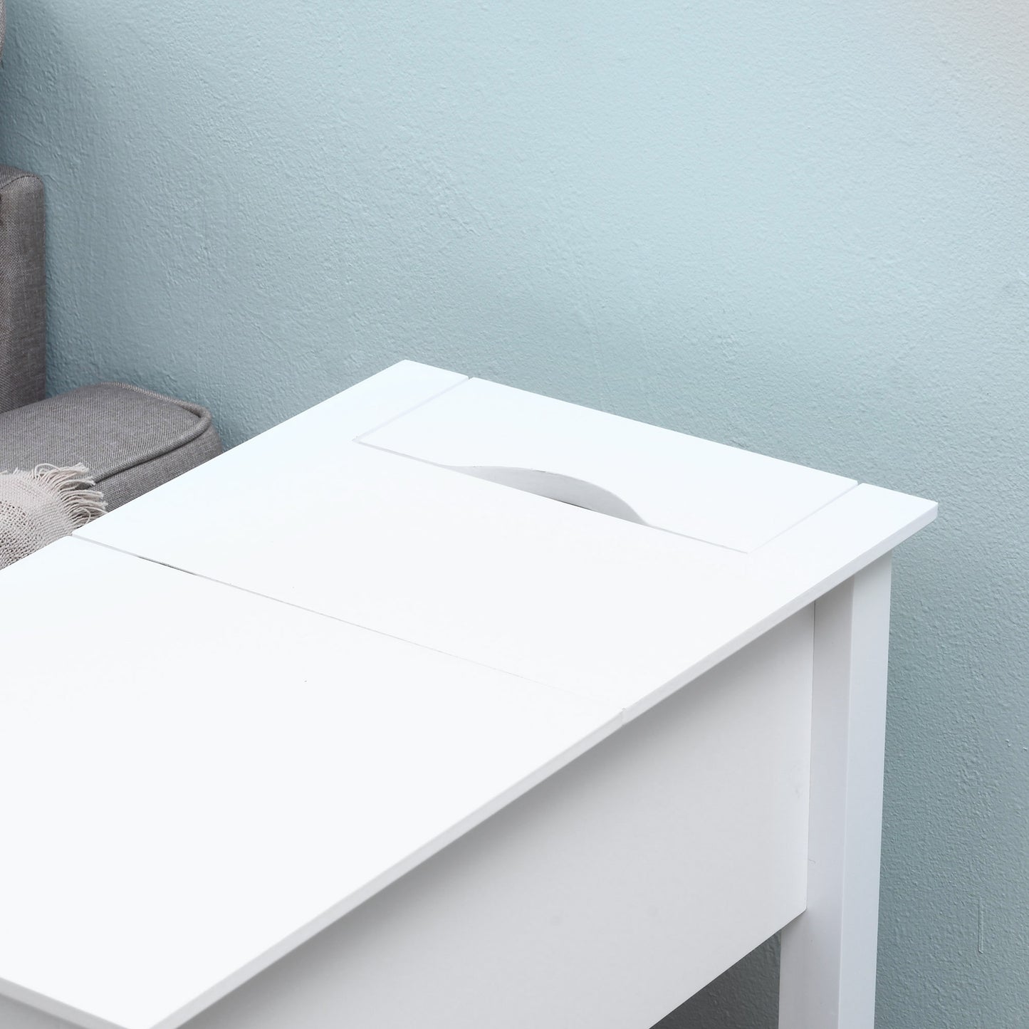 HOMCOM Flip Top End Side Table with Storage, Cable Management, Narrow Nightstand