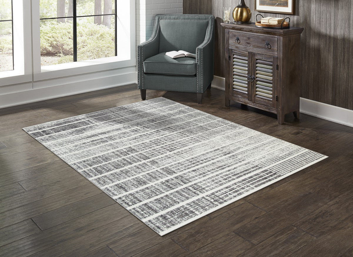 Distressed Jute Area Rug – White/Silver