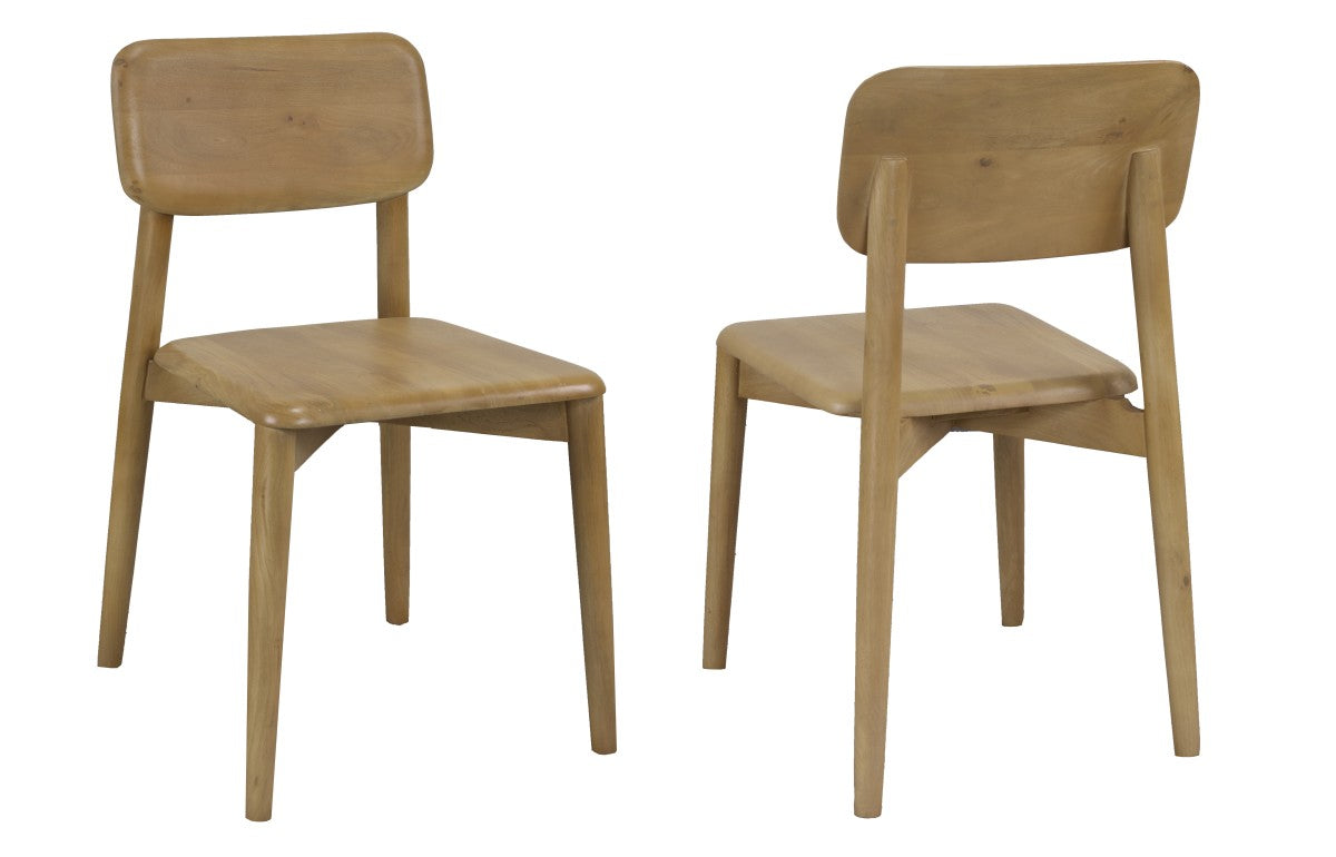 Rustic Mango Wood Dining Chair, Set of 2 – Oak