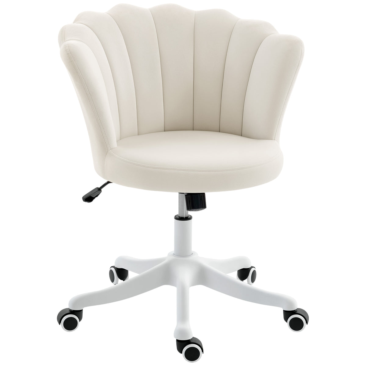 Office Chair, Armless Swivel Desk Chair with Adjustable Height, Backrest, Cream