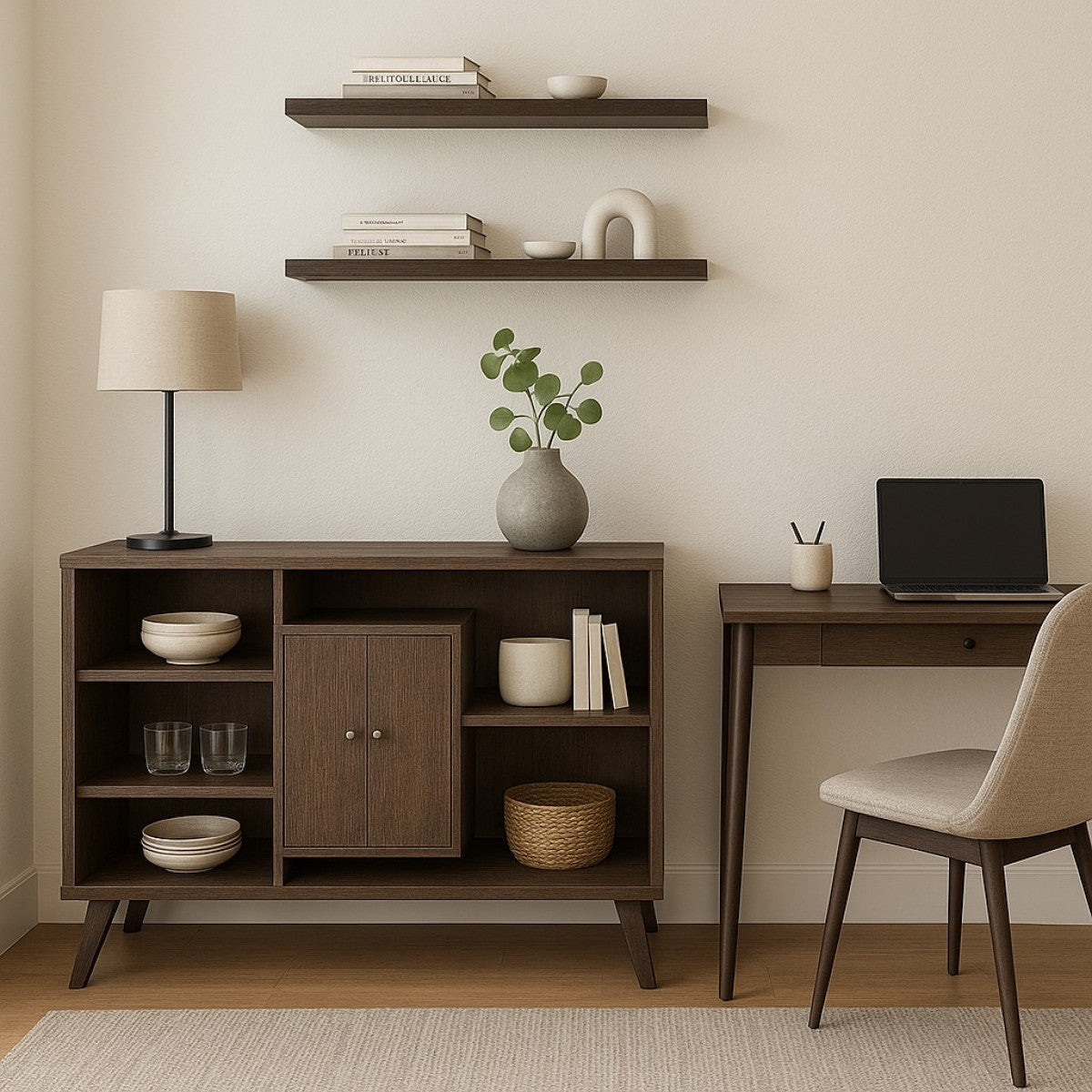 Mid-Century Buffet/Server – Walnut Oak