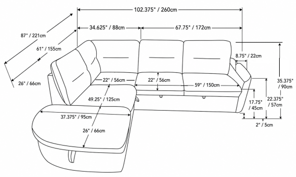 LHF SECTIONAL SLEEPER - BEIGE