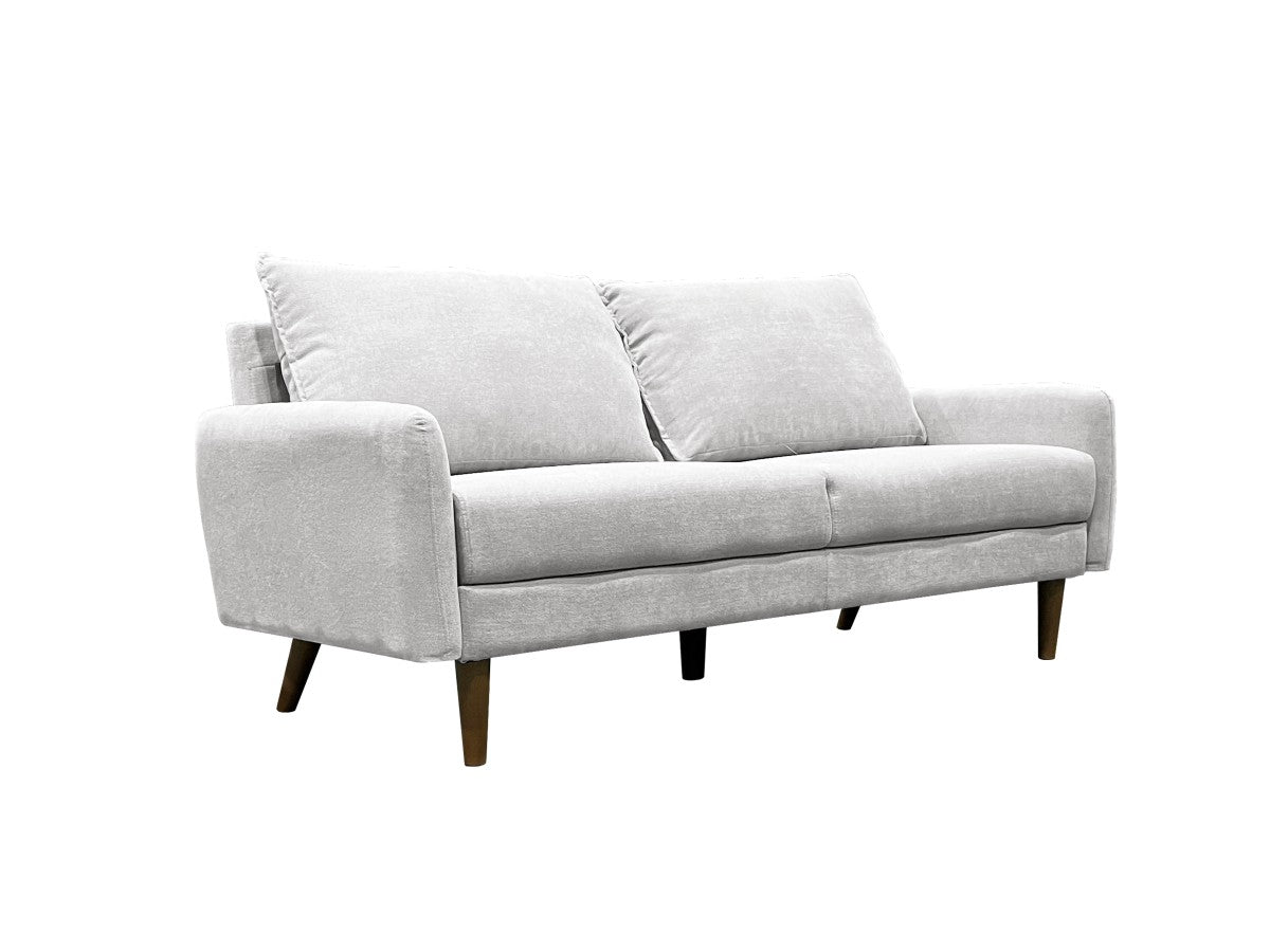 Ellison Contemporary 3-Seater Sofa - Light Grey Polyester Fabric Upholstery
