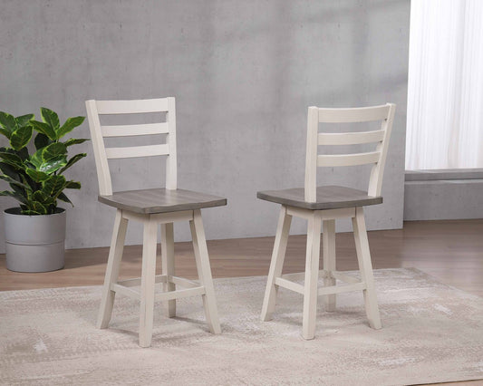 Swivel Counter Stool, Set of 2 – Grey/White