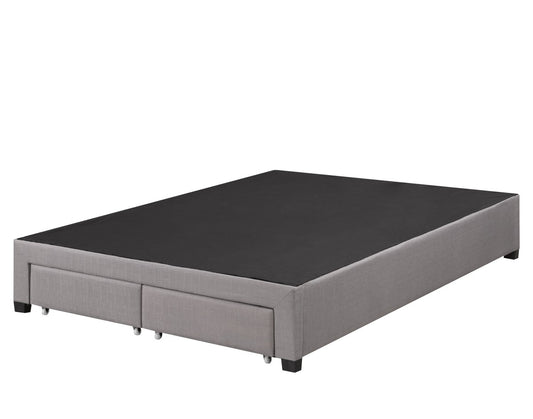 Contemporary Grey Full Platform Bed Base with Storage Drawers and Slat System