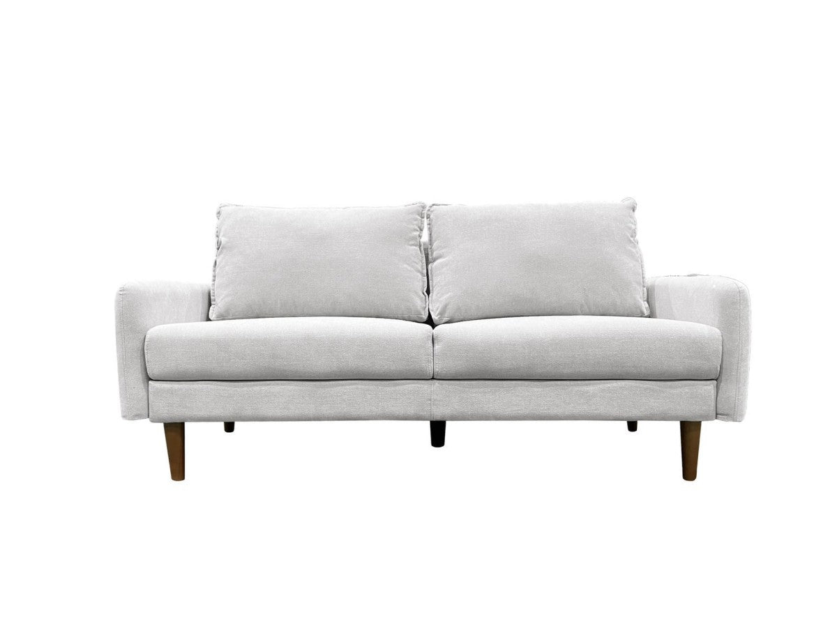 Ellison Contemporary 3-Seater Sofa - Light Grey Polyester Fabric Upholstery