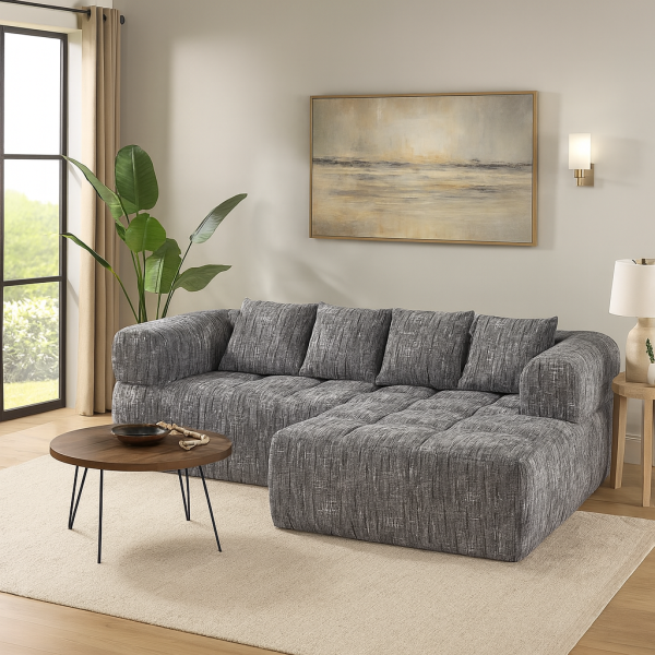 Brassex Grey Modern Sectional Sofa With Premium Fabric