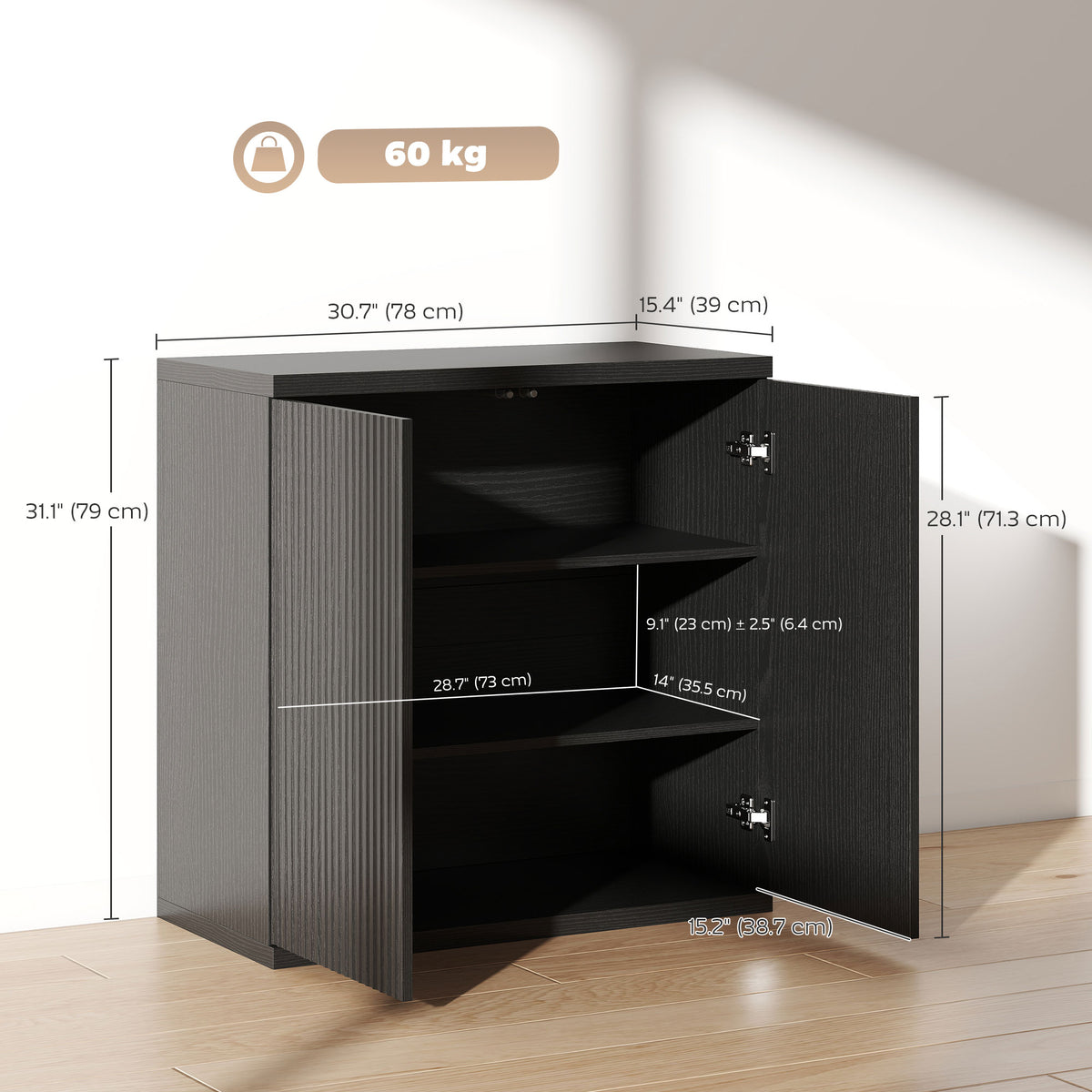 Sideboard Buffet Cabinets, Set of 2, with Soft-Close Doors – 31"W x 31"H each