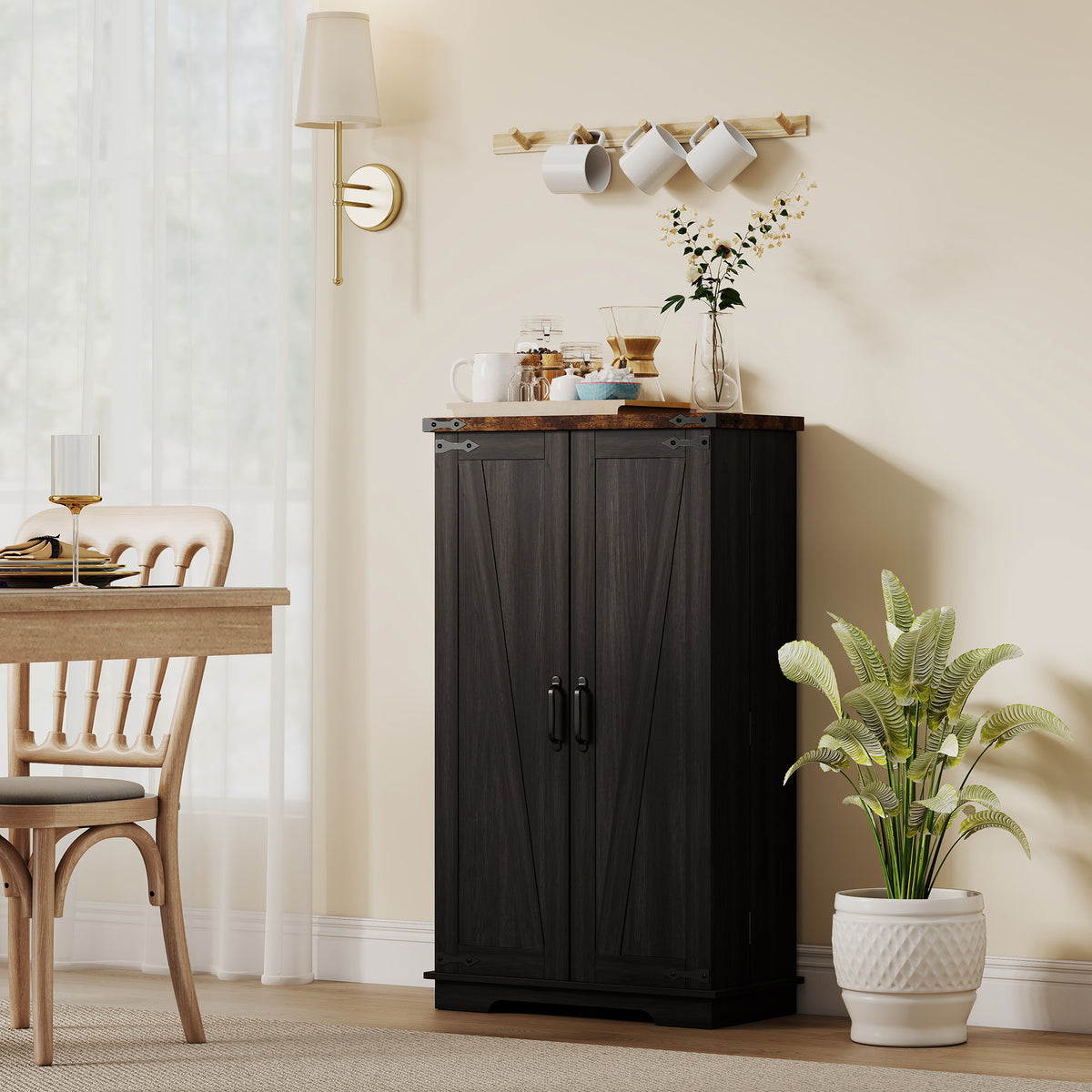 Kitchen Pantry Cabinet with Doors and Adjustable Shelves – 24"W x 41"H