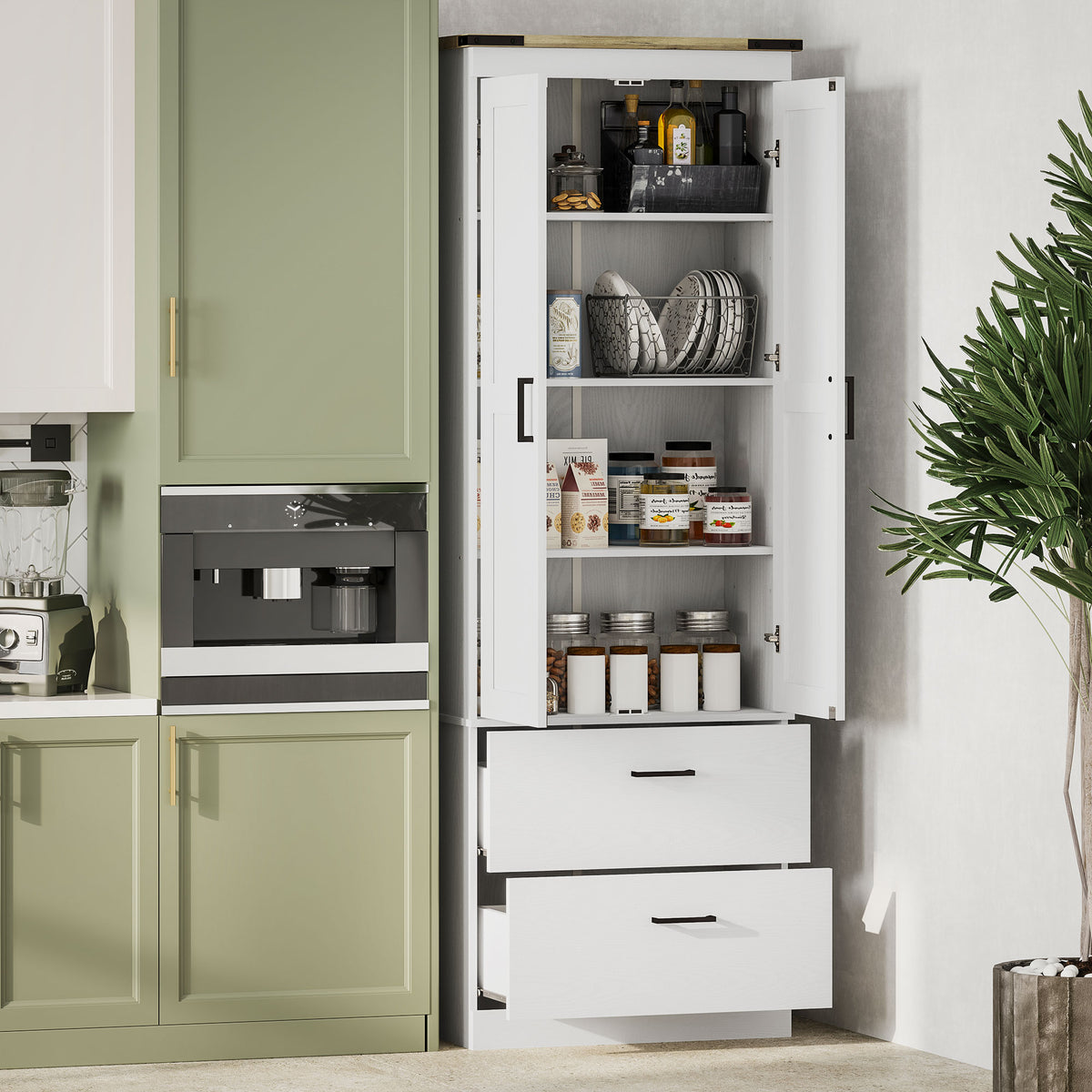 Kitchen Pantry Cabinet with Doors – 24"W x 67"H