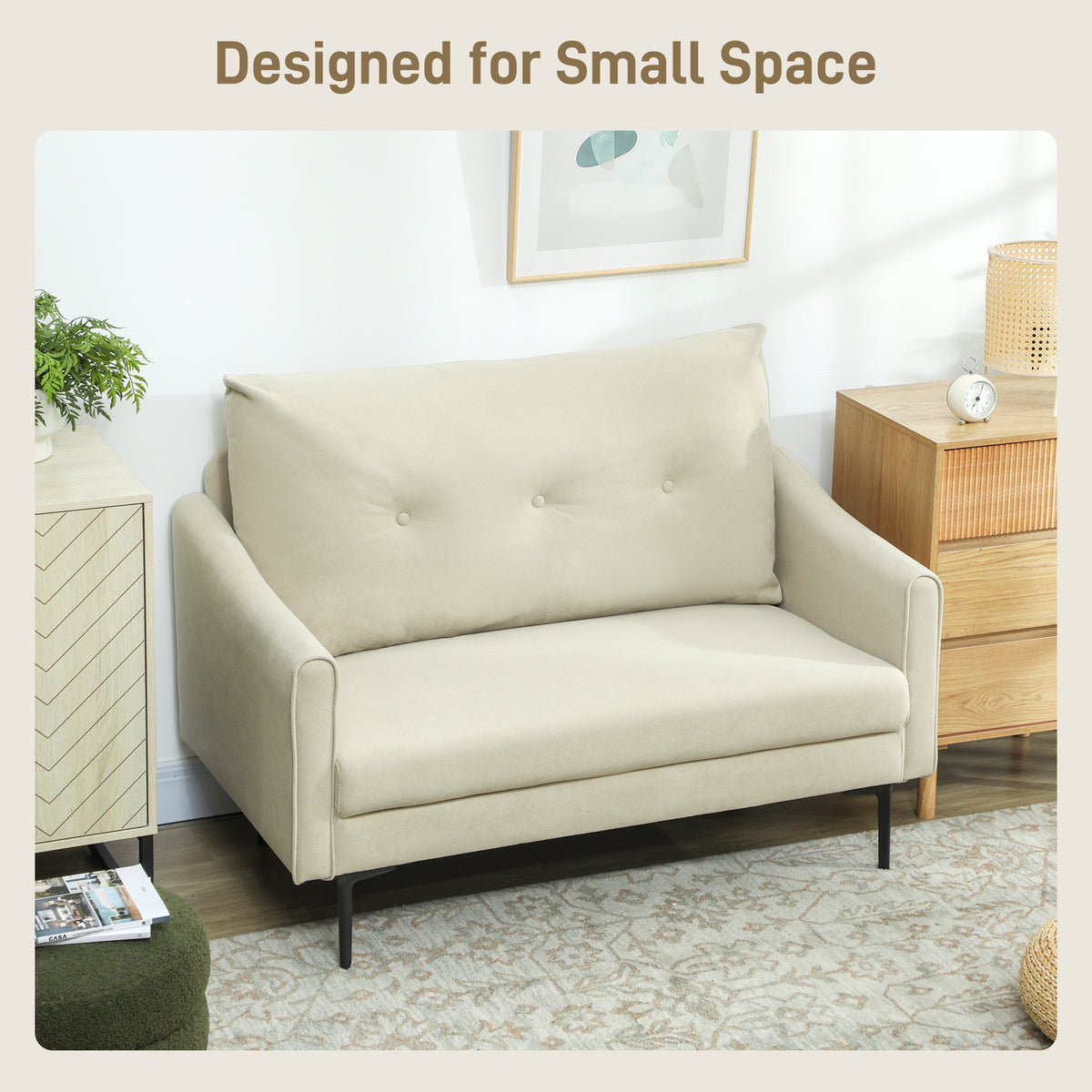 Button-Tufted 2-Seater Sofa