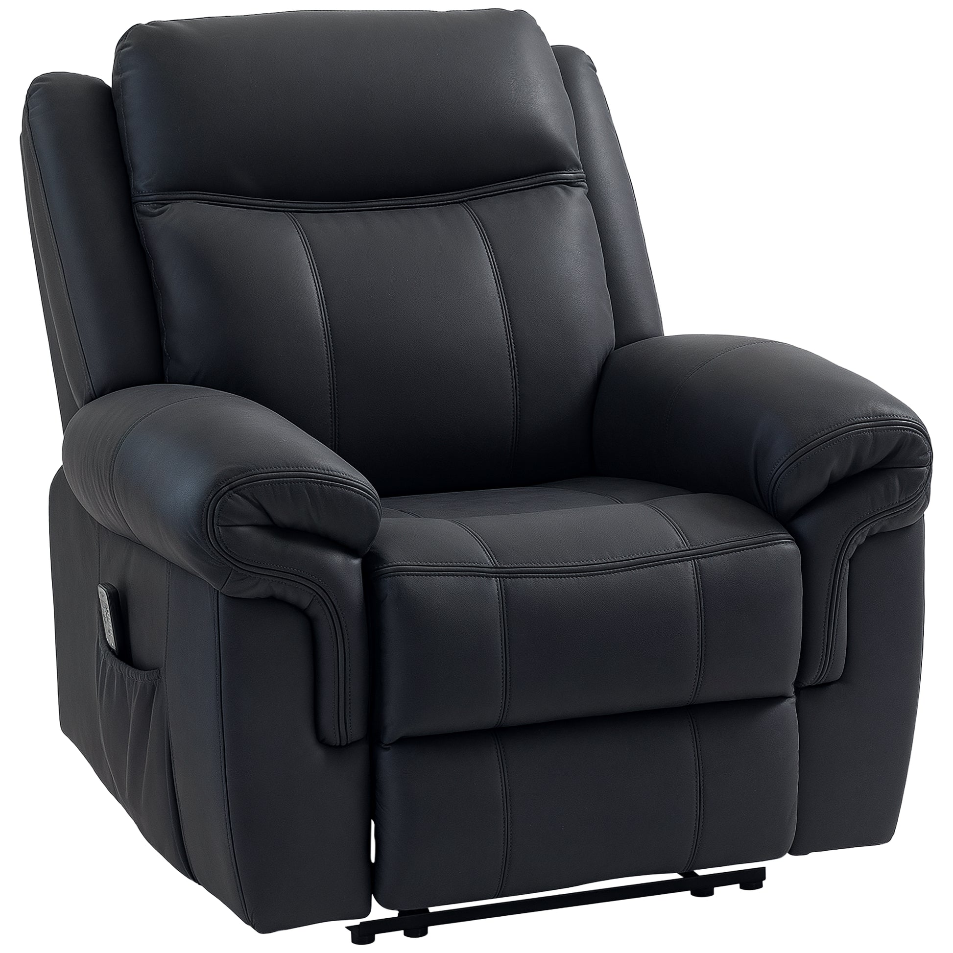 HOMCOM Black Microfiber Manual Recliner Chair with Vibration Massage, Side Pockets