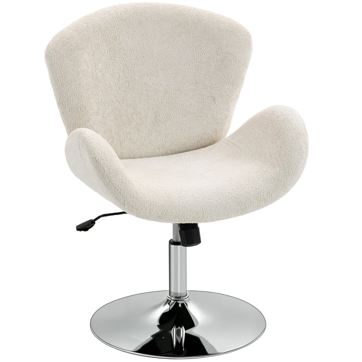Swivel Office Chair, Velvet Desk Chair with Wide Bucket Seat, Butterfly Back, Cream White